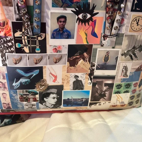 Christian Louboutin Cabata Small Patent Multicolor Collage Tote Bag with Pouch - Picture 5 of 7